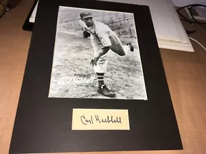 Carl Hubbell New York Giants Signed Cut Matted With Photo W/Our COA - Picture 1 of 2