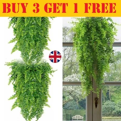 Artificial Hanging Fake Fern Succulent Trailing Ivy Vines Plant Flower Basket UK - Image 1 of 4