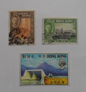 STAMPMART : HONG KONG 3 USED STAMPS - KG VI #163 #165 & #270 HARBOUR TUNNEL - Picture 1 of 2