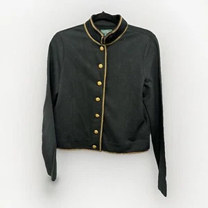 Lauren Jeans Ralph Lauren  Military Style Blazer Black Gold Trim Petite medium - Picture 1 of 4