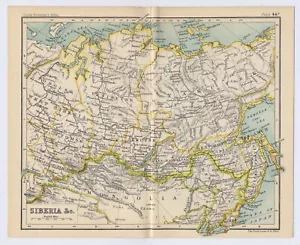 1912 ANTIQUE MAP OF SIBERIA / RUSSIA / MONGOLIA / VERSO UPPER EGYPT NILE AFIRCA - Picture 1 of 5