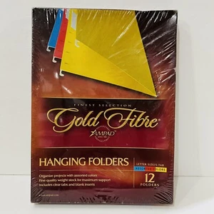 Gold Fibre Premium Hanging Folders Letter Size/5-Tab, 12 Folders Assorted Colors - Picture 1 of 3