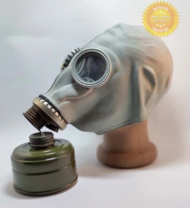 Grey Gas mask GP-5 + Filter Size-4 Extra Large Soviet USSR Authentic New Cosplay - Picture 1 of 16