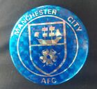 Rare insigne étain vintage Manchester City AFC bleu années 1960 5 cm de diamètre