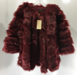Chaqueta de piel a rayas de lujo de manga larga roja talla única de ASOS/Jayley para mujer nueva con etiquetas @ - Imagen 1 de 6