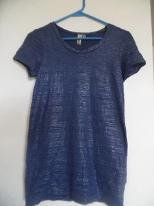 DAMEN JUNIOREN BKE RUNDHALSAUSSCHNITT LILA BLAU STRICK TOP SHIRT GR. M - Bild 1 von 3