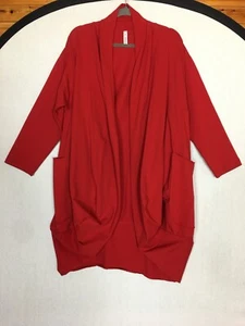 Made In Italy Jacket Red Balloon Style Pockets Lagenlook Arty Boho Thick Jersey - Picture 1 of 18