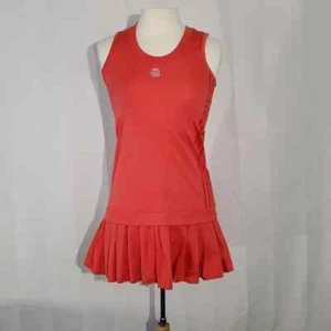 Adidas Roland Garros Tennis dress pleated with logos size small pink peach coral - Picture 1 of 11