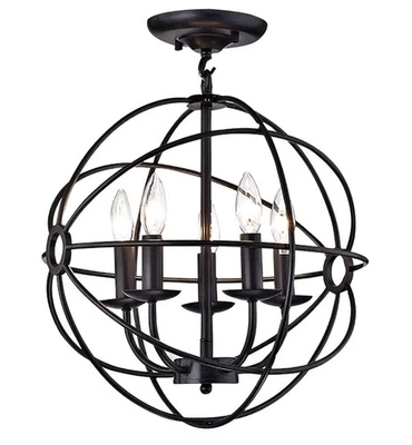 Lámpara colgante Warehouse of Tiffany 18" interior metal negro RL8133BL Foto 1 de 4