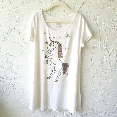 Camiseta Justice Unicornio Blanca Suave Elastizada Lindas Estrellas Doradas Niña Talla 10 Foto 1 de 4