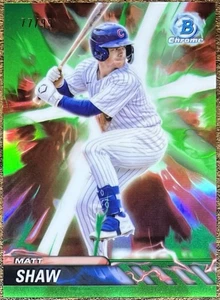 2024 Bowman Draft Matt Shaw Plasma Power Green Refractor #77/99 Cubs #PP-16 - Imagen 1 de 2