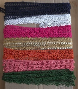 Job Lot 14 Meters Embroidered Sewing Scalloped Edging Lace Trim(7x2Meters) 7Pcs - Picture 1 of 1