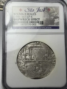1591-1613 Bolivia 8 Reales Sao Jose Shipwreck Recovery NGC Certified - Picture 1 of 3