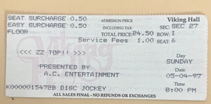 ZZ TOP 1997 Tour  Concert Ticket Stub Viking Hall Knoxville 5/4/97 - Picture 1 of 1