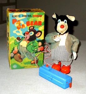 1950er MARUSAN TOYS- BATTERIEBETRIEBEN RAUCHENDER PA PA BÄR -FUNKTIONIERT- JAPAN-FUNKTIONIERT - Bild 1 von 22