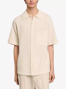 SANDRO Button-Down Short-Sleeve Waffle Shirt - Picture 1 of 7