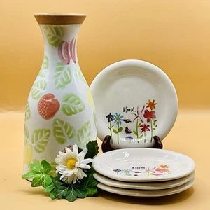 Rae Dunn Bloom 6" Dessert Plates + Pier 1 Made In Italy Pottery Vase* - Picture 1 of 13