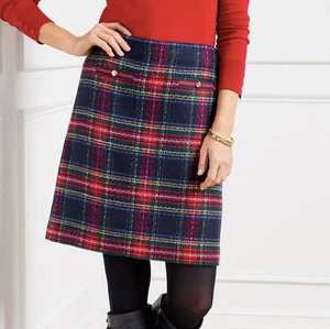 Talbots Glee Plaid A-Line Skirt-Size 12-Above Knee-Lined-Welt Front Pockets-Prep - Picture 1 of 8