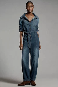 NWT $178 Anthropologie Pilcro Relaxed Denim Utility Jumpsuit XL - Picture 1 of 8