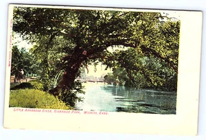 Little Arkansas River Riverside Park Wichita Kansas vintage postcard B980 - Picture 1 of 2