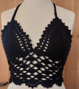 Handmade Boho Crochet Halter Neck Top Summer festival Beach wear trendy gift UK - Picture 1 of 4