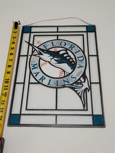 Vintage Florida Marlins Glass Wall Decor Hanging Glass Designs, Inc Indiana - Picture 1 of 9