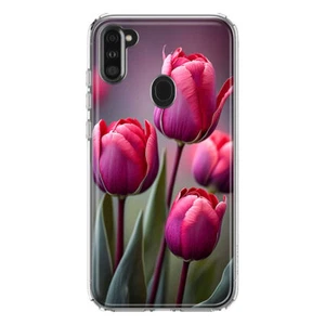 For Samsung Galaxy A11 Shockproof Pink Tulip Flowers Floral Case - Picture 1 of 3