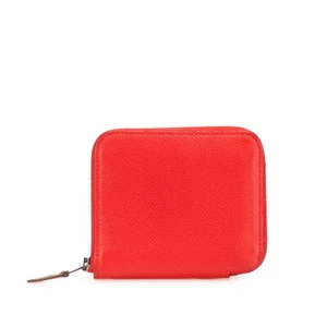 HERMES Azap Compact Silkin SilverMetal Bifold Wallet Coin case Women 【Used】 - Picture 1 of 14