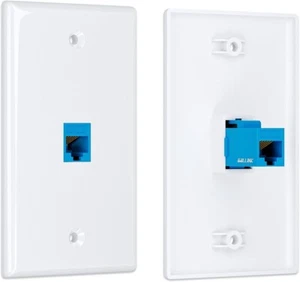 (Pack de 2) Plaque Murale Ethernet, Plaque Murale Jack Keystone 1 Port avec Clé RJ45 - Photo 1/6