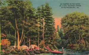 Camping am Ufer eines kühlen Gebirgsbaches Postkarte ungelaufen 30er/40er Jahre715 - Bild 1 von 2