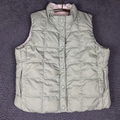 Vtg LL Bean Down Filled Reversible Puffer Vest Womens Petite XL OliveGreen/beige - Image 1 of 4