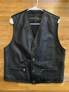 Men’s Leather Vest Structure Brand Medium Tapered Back Motorcycle Biker - Picture 1 of 10