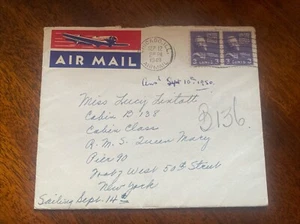 Postal Ephemera Chicago 12 Sep 1949 Letter Card Received Cunard White Star 13th - Picture 1 of 6