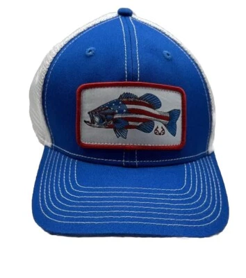 Realtree Pesca Bandera Americana Malla Camionero Snapback Sombrero Gorra Hombres Azul Blanco Rojo Foto 1 de 4