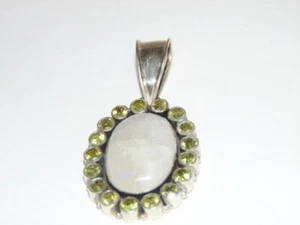 Gorgeous Moonshine Pendant surrounded by Peridot in Sterling Silver! NEW + Free - Picture 1 of 4