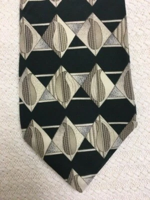 NEW Henry Grethel Dark Green Geometric Silk Tie - Never Worn - Image 1 of 4