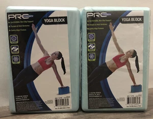 2-PACK Pro Strength Yoga Blocks - Comfortable, Non-Slip Support, Aqua • 3”x6”x9” - Picture 1 of 5