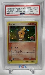 PSA 8 NM MINT Torchic Pokeball Euro POP Tournament Holo Pokemon Promo Black Star - Picture 1 of 5
