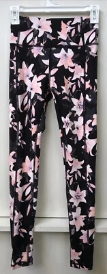 Leggings Victoria's Secret Negro Rosa Floral Tiro Alto Talla 2 Foto 1 de 4