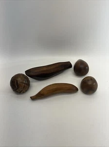 Vintage Carved Wooden Fruit Assortment MCM 6 Pieces - Picture 1 of 8