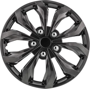 16" Wheel Cover Hub Caps Rim Full Set Universal Gun Metal ABS Plastic Snap On - Picture 1 of 4