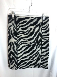Ann Taylor Pencil Skirt black white Wool Blend Zebra Animal Print Sz 4 - Picture 1 of 4