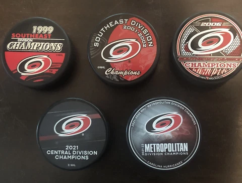 Carolina Hurricanes Division Champions Puck Lot of 5 Cover