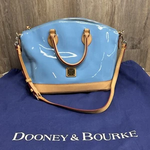 Dooney & Bourke Blue Patent Leather Dome Satchel Handbag Purse - Picture 1 of 20