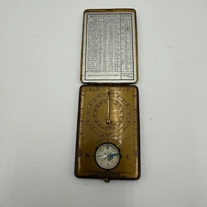 Antike 20er Jahre Sonnenuhr Messing Taschen-Sonnenzifferblatt & Kompass Ansonia Clock Co 3" x 2" - Bild 1 von 3