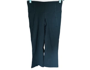 Lululemon Women Gather & Crop Pant Split Leg Tummy Support SZ 4 Black Pocket - Picture 1 of 9