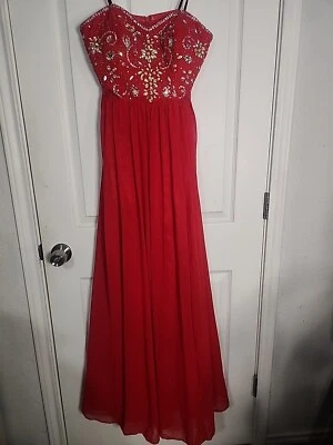 Bee Darlin Mujer Rojo Con Estrás Sin Mangas Formal Vestido de Noche Fiesta de Navidad Foto 1 de 4