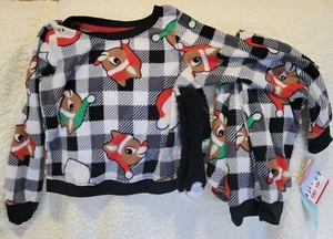 Rudolph the Red Nosed Reindeer Kids 2 Piece Fleece Pajama Set with Socks XS 4/5 - Picture 1 of 3