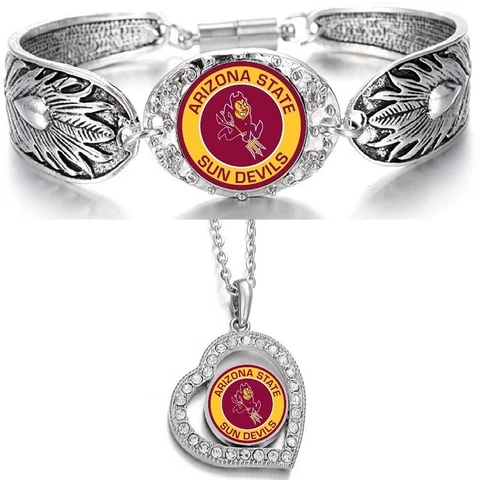 Arizona Sun Devils Womens Sterling Silver Necklace Bracelet Gift Set D3D19 Cover