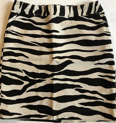 Falda recta lápiz elástica estampado a rayas cebra bronceada negra Merona para mujer 8 Foto 1 de 4